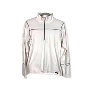 Cabelas Womens‎ White Polartec Classic Quarter Zip Fleece Pullover Long Sleeve L